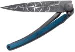 DEEJO 1GB169 TATTOO BLACK BLUE BEECH / Ultrakönnyű zsebkés kékre pácolt bükkfa nyéllel (1GB169)