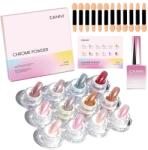 CANNI - Chrome Powder szett - 12db krómpor + Chrome Powder Top Coat 9ml (36024k)
