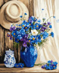 Ideyka Set pictura pe numere, cu sasiu, Buchet de albastrele, 40x50 cm (KHO3326)