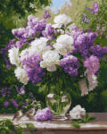 Ideyka Set pictura pe numere, cu sasiu, Liliac, bujori si fluturi, 40x50 cm (KHO3387)