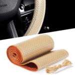 AVEX Husa volan din PIELE BEJ + ATA BEJ, diametru 37 - 39 cm (se coase, aspect ORIGINAL) (AVX-T150621-12) - edanco