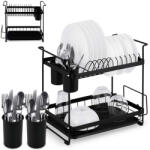 Massido Kétszintes edényszárító állvány tálcával - fekete MS-602 Massido Black (660200)