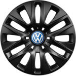 AutoHelix MSA Set 4 capace roti 16 inchi (R16) compatibile VOLKSWAGEN, Model 429 Black, Sigla Albastra (Black429VwAlbastru)