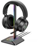 quandes Suport casti gaming cu iluminare ambientala RGB, functie transfer date si incarcare, cu 2 x USB, functie plug and play, antiderapant, negru - quandes - 111,00 RON