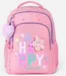 Welora Ghiozdan Fete Scoala Primara Roz Puffy cu Floare, Breloc Inima cu Pompon, Compartiment Laptop, Spate Ergonomic, 23L, 30x17x41 cm (DIV-1265072)