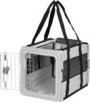 PawHut Geantă de Transport Moale Pliabilă pentru Câini de Talie Mică și Pisici, cu Bază Rigidă și Ferestre din Plasă, 49, 5x34x35, 5 cm, Gri | Aosom Romania (D00-256V00GY)