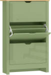 HomCom Dulap pentru Pantofi 18 Perechi, Dulap Lucios, 3 Sertare Rabatabile, Rafturi Reglabile, Verde | Aosom Romania (837-062V81GN) Pantofar