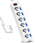 V-TAC Priza multipla V-TAC cu 6 socketi, 1016 A, 1.5m cablu, culoare alba (92503139)