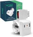 V-TAC Priza multipla V-TAC cu USB-C 20W, 3 iesiri, 1, 5m cablu (75535728)