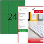 Tanex Etichete color autoadezive, 24/A4, 64 x 34mm, 25 coli/top, TANEX, verde fluorescent (TX-TW-2024-FGR)