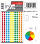 Tanex Etichete autoadezive rotunde, D 8 mm, 750 buc/set, TANEX, culori fluorescente asortate (TX-OFC-MX127)