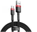 Baseus CAFULE adatkábel (USB - Type-C, 2A, PD gyorstöltő 3.0, 300cm, cipőfűző) PIROS/FEKETE (CATKLF-U91)