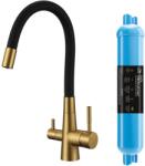 Laveo Riveco baterie de bucatarie cu filtru pe picior negru-aur/aur vechi BRICG68D (BRICG68D)
