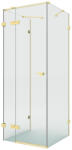 NEW TRENDY Eventa Gold Brushed cabină de duș 80x80 cm pătrat auriu periat/sticlă transparentă EXK-8344 (EXK8344)