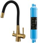Laveo Riveco baterie de bucatarie cu filtru pe picior negru-aur/aur vechi BRIDG68D (BRIDG68D)