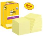 Post-it Notițe autoadezive Post-it puternice, 76 mm x 76 mm, 90 de coli per notiță, galben canar, 12 notițe per pachet