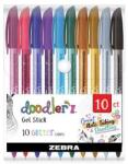 Zebra Géltoll készlet, 0, 33 mm, kupakkal, ZEBRA "Doodler`z Glitter", 10 különböző szín, 10 db