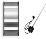  Törölközőszárító radiátor elektromos fűtőpatronnal 75 x 160 cm - Nero Italia AF-05-800W (fekete)