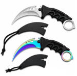 Depox Set doua cutite karambit vanatoare DEPOX®, lamă fixă, oțel inoxidabil 420, rainbow/gri, 19 cm (2933)
