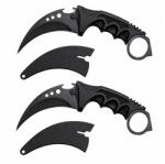 Depox Set doua cutite karambit vanatoare DEPOX®, lamă fixă, oțel inoxidabil 420, negru, 19 cm (2934)