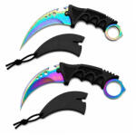 Depox Set doua cutite karambit vanatoare DEPOX®, lamă fixă, oțel inoxidabil 420, multicolor, 19 cm (2931)
