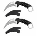 Depox Set doua cutite karambit vanatoare DEPOX®, lamă fixă, oțel inoxidabil 420, gri, 19 cm (2937)
