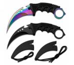 Depox Set doua cutite karambit vanatoare DEPOX®, lamă fixă, oțel inoxidabil 420, negru/multicolor, 19 cm (2928)