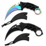 Depox Set doua cutite karambit vanatoare DEPOX®, lamă fixă, oțel inoxidabil 420, negru/rainbow, 19 cm (2929)