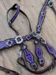  Cayuse Purple set / crocodile 001 kantár és szügyelő szett