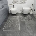 Joy Set 2 Covorase de Baie Antiderapante Joy, Gri, Marimi 57 100 cm si 57 50 cm, Poliester, Grosime Totala 7 mm Covor
