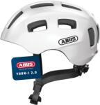 ABUS Youn-I 2.0 Kerékpáros Sisak Gyerekeknek és Fiataloknak, Beépített Lámpával, Polar White, M-es méret (52-57 cm)