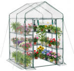 VEVOR Fóliasátor 137x137x196 cm üvegház 10 polccal, 2 szintes PVC burkolattal