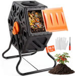 Vevor Forgódobos komposztáló 70 literes, 360°-ban forgatható, 60, 5x51x73 cm forgó komposztáló láda 20 kg teherbírású