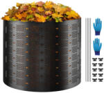 Vevor Kerti komposztáló 1000 literes, HDPE/PP, szellőzőnyílásokkal, max. Ø107 × 90 cm