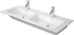Duravit ME by Starck - Dupla mosdókagyló 130x49 cm, túlfolyóval, 2 csapfurattal, DuraShield, fehér 233613AA00 (233613AA00)