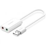 UGREEN Placa de sunet USB UGREEN US205, 2 x Jack 3.5mm (Alb)