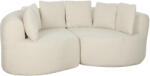 HOMCOM Canapea 3 locuri curbată din chenille 188 cm, canapea pentru living cu șezut adânc, 6 perne, umplutură groasă, crem | Aosom Romania (83B-908V00CW) Canapea