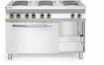 Hendi Kitchen Line elektromos tűzhely, 6 főzőlappal és GN 1/1 légkeveréses sütővel, 18, 6 kW (226247)