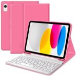 Tech-Protect Sc Pen oldalra nyíló kitámasztható mappa tok ceruza tartóval billentyűzettel Apple iPad 11 2025 / iPad 10.9 2022 rózsaszín