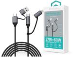 DEVIA Extreme Speed Series Multi Functions 4in1 USB-A/Type-C/Lightning adat- és töltőkábel (ST121553) fekete (ST121553)
