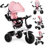 ECOTOYS Háromkerekű tricikli, ECOTOYS JM-322, rózsaszín, forgatható ülés, levehető napellenző, szülőkormány, 5 pontos biztonsági öv, karfa, tartós EVA habkerekek, teherbírás: 25 kg (TF2587)