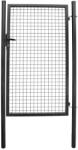 Strend Pro Garden Egyszárnyú kerti kapu, Strend Pro Garden Metaltec Eco, szélesség: 100 cm, magasság: 150 cm, antracit, szemméret: 5 x 5 cm, huzalvastagság: 4, 0 mm, oszlopátmérő: 60 mm, négyzetes keret, PVC-bevonatú (