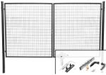 Strend Pro Garden Kétszárnyú kerti kapu, Strend Pro Garden Metaltec Duo, szélesség: 358 cm, magasság: 145 cm, antracit, szemméret: 5 x 10 cm, huzalvastagság: 3, 5 mm, oszlopátmérő: 76 mm, kör alakú keret, PVC-bevonatú 