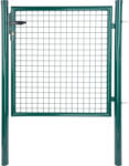 Strend Pro Garden Egyszárnyú kerti kapu, Strend Pro Garden Metaltec Eco 2, szélesség: 100 cm, magasság: 120 cm, zöld, szemméret: 5 x 5 cm huzalvastagság: 4, 0 mm, oszlopátmérő: 60 mm, kör alakú keret, PVC-bevonatú (TC4