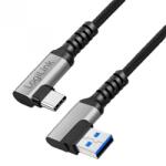 LogiLink Cablu USB-A 3.0 la USB type C T-T unghi/unghi 90 grade 60W 2m brodat Negru, Logilink CU0473 (CU0473)