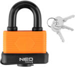 NEO TOOLS Lakat vízálló 40mm, acél, 3 kulcsos, gumibevonatos (85-011)