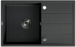 Laveo SPW_711T - LAVEO WOLIN egymedence+csepptálcás mosogató 780X480 dugókiemelős helytakarékos szifon, fekete (SPW_711T)