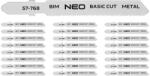 Neo Tools Dekopírfűrészlap, T-befogó, Bi-Metal, 21TPI, 50/75mm, fém-fa-műanyag-rétegelt lemez, 25db (57-768-25)