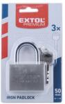 EXTOL PREMIUM 5 év Lakat, vas, matt nikkel, 3db kulcs; 50 mm, edzett acél kengyel, szárátmérő: 10 mm (8857405)