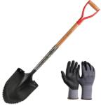 SolPlant. ro Set harlet, cazma, ascutit, margini zimtate, maner lemn 115 cm, cu manusi, RedShark Cazma